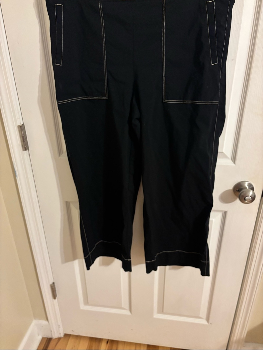 Chico's Black Cargo Pants with Contrast Stitching